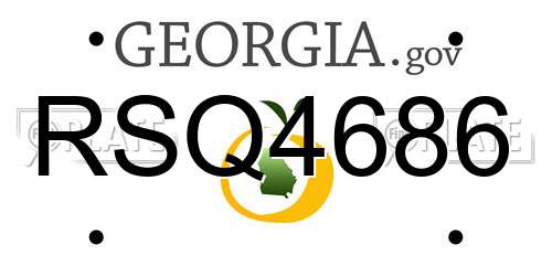 RSQ4686 Georgia License Plate