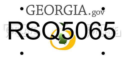 RSQ5065 Georgia License Plate