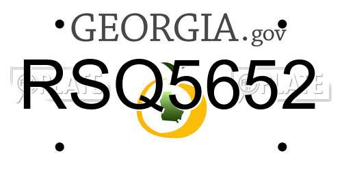RSQ5652 Georgia License Plate