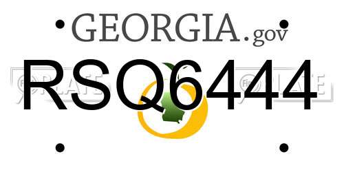 RSQ6444 Georgia License Plate