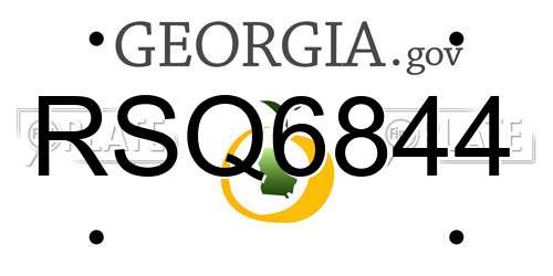 RSQ6844 Georgia License Plate
