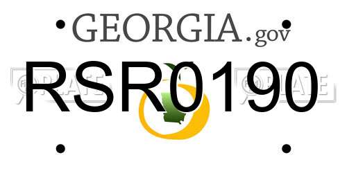 RSR0190 Georgia License Plate