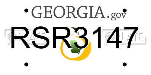RSR3147 Georgia License Plate