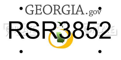 RSR3852 Georgia License Plate