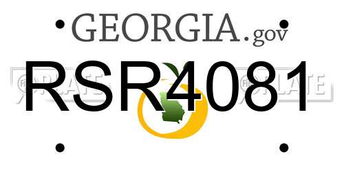 RSR4081 Georgia License Plate