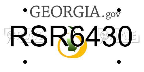 RSR6430 Georgia License Plate