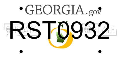 RST0932 Georgia License Plate