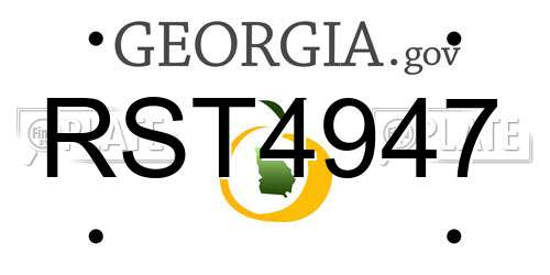 RST4947 Georgia License Plate