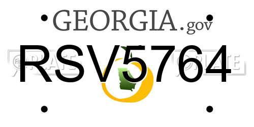 RSV5764 Georgia License Plate