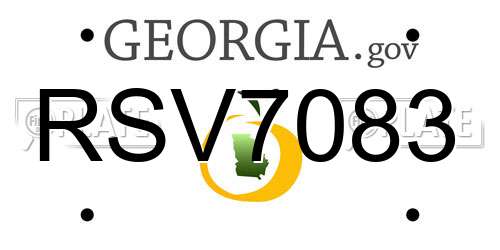 RSV7083 Georgia License Plate