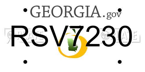 RSV7230 Georgia License Plate