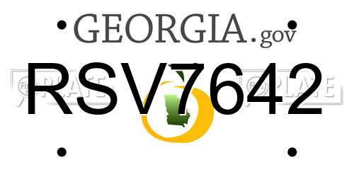 RSV7642 Georgia License Plate
