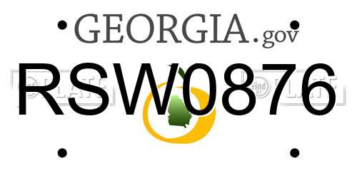 RSW0876 Georgia License Plate
