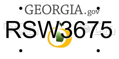 RSW3675 Georgia License Plate