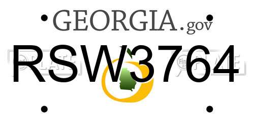 RSW3764 Georgia License Plate