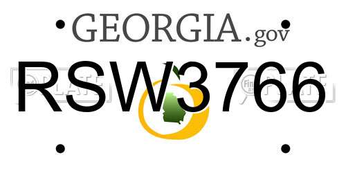 RSW3766 Georgia License Plate