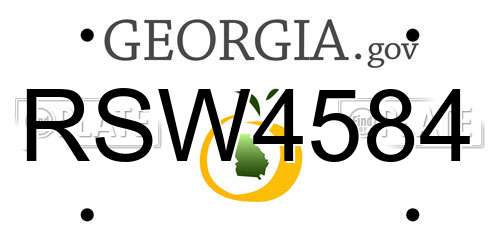 RSW4584 Georgia License Plate