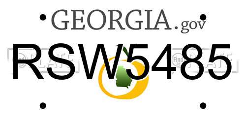 RSW5485 Georgia License Plate