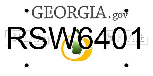 RSW6401 Georgia License Plate