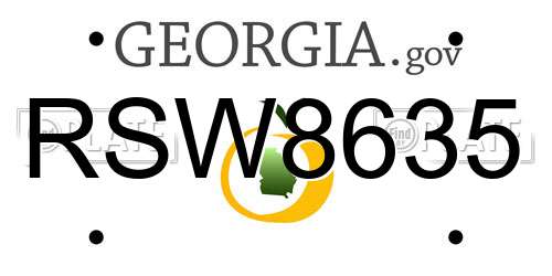 RSW8635 Georgia License Plate
