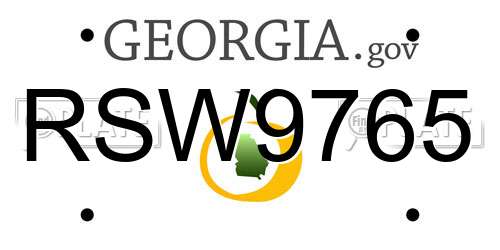RSW9765 Georgia License Plate