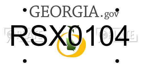 RSX0104 Georgia License Plate