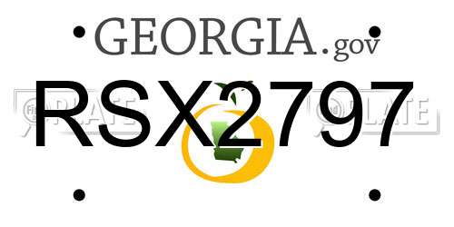 RSX2797 Georgia License Plate