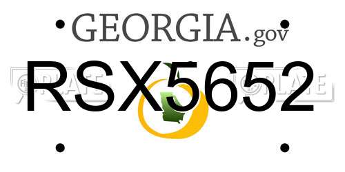 RSX5652 Georgia License Plate