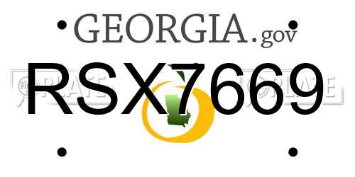 RSX7669 Georgia License Plate