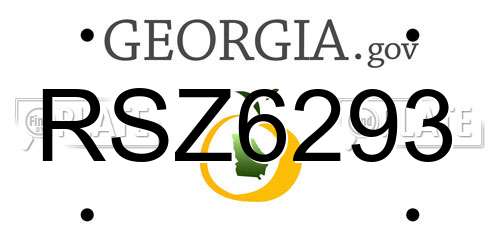RSZ6293 Georgia License Plate