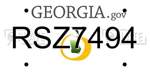RSZ7494 Georgia License Plate