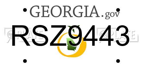 RSZ9443 Georgia License Plate