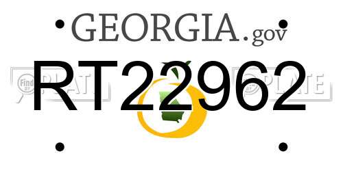 RT22962 Georgia License Plate