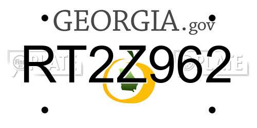 RT2Z962 Georgia License Plate