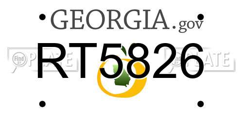 RT5826 Georgia License Plate