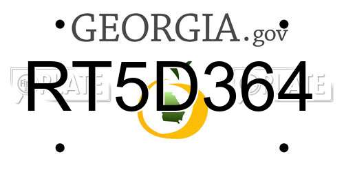 RT5D364 Georgia License Plate