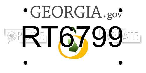 RT6799 Georgia License Plate