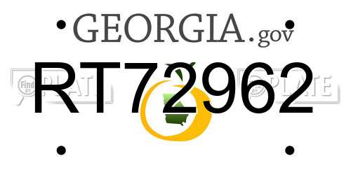 RT72962 Georgia License Plate