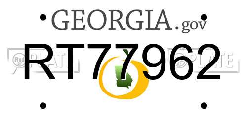 RT77962 Georgia License Plate