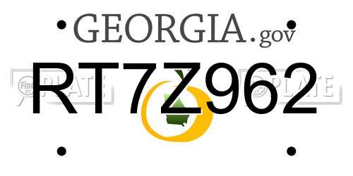 RT7Z962 Georgia License Plate