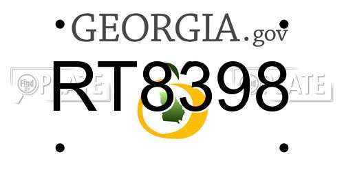 RT8398 Georgia License Plate