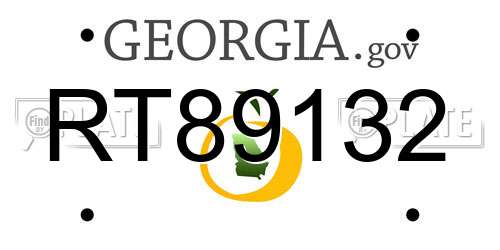 RT89132 Georgia License Plate
