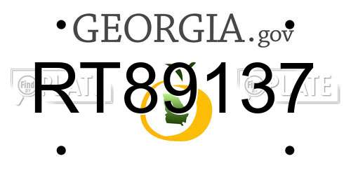 RT89137 Georgia License Plate