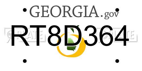 RT8D364 Georgia License Plate
