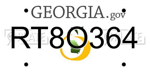 RT8O364 Georgia License Plate
