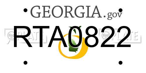 RTA0822 Georgia License Plate
