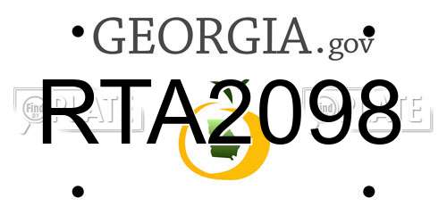 RTA2098 Georgia License Plate