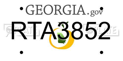 RTA3852 Georgia License Plate