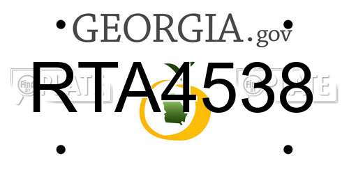 RTA4538 Georgia License Plate