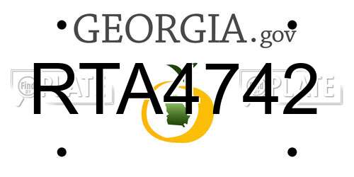 RTA4742 Georgia License Plate